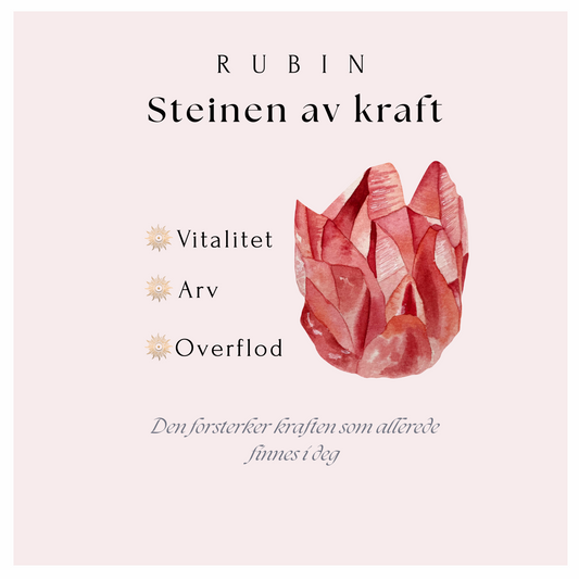 Håndlaget rubinarmbånd for kjærlighet, indre balanse og emosjonell helbredelse – laget i Norge.