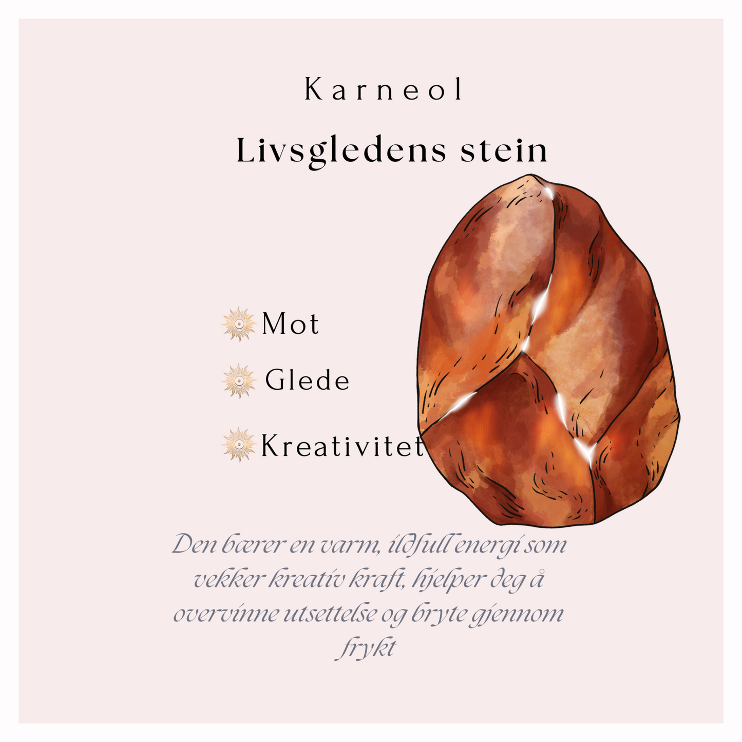 Karneol fasettert Armbånd - Livsgledens stein