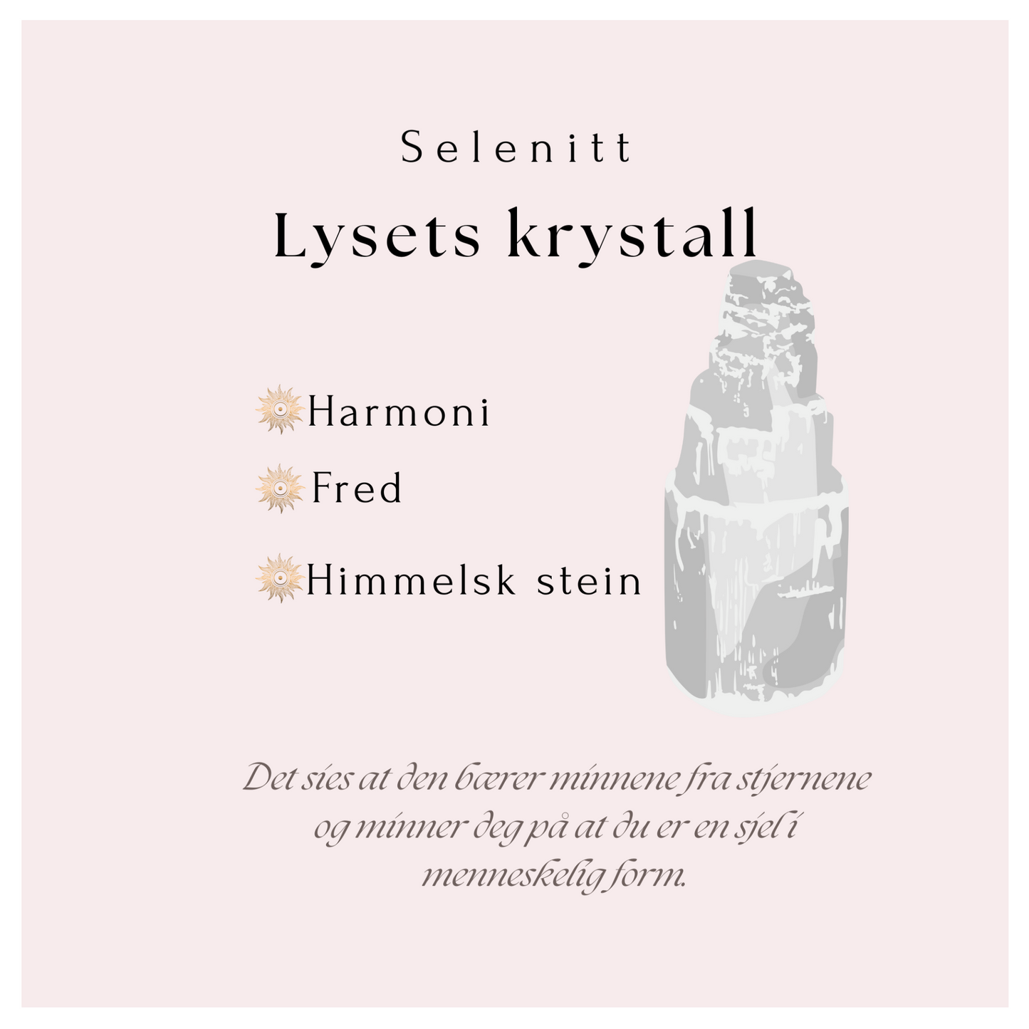 Selenitt Armbånd – Lysets Krystall (små perler 6 mm)