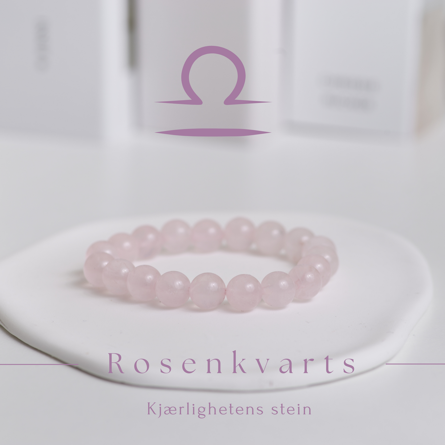 Håndlaget rosenkvarts armbånd fra Zarvana Krystall Oslo