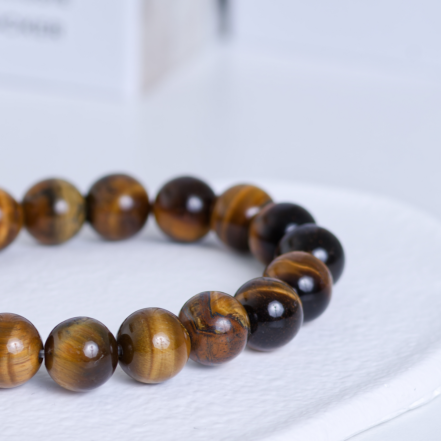 Tigerøye armbånd (store perler) - Lykkens og suksessens stein