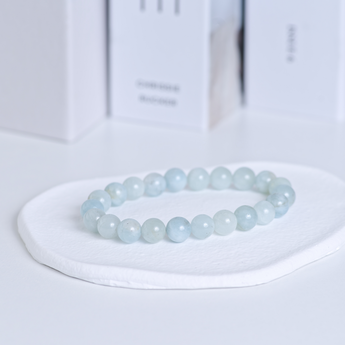 Akvamarin armbånd 8 mm