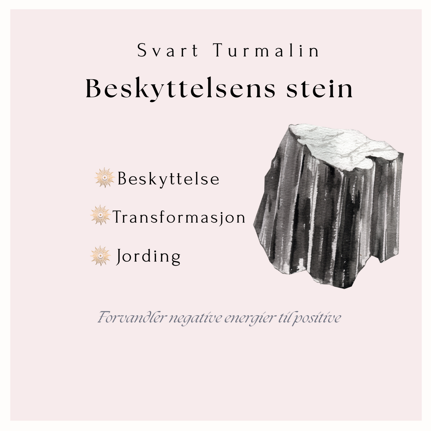 Turmalin - Sort Råstein