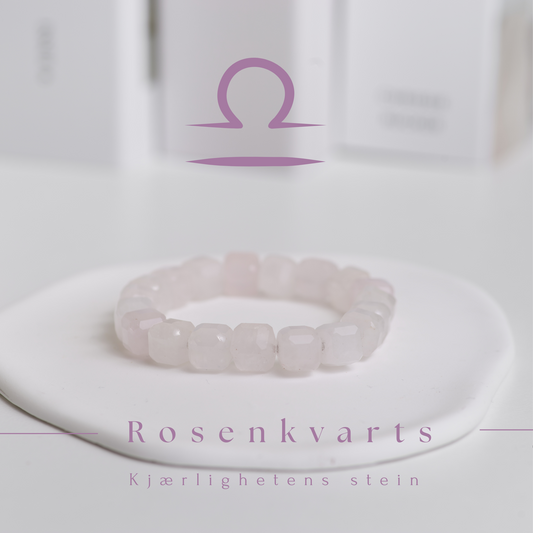 Rosenkvarts kube armbånd - Kjærlighetens stein