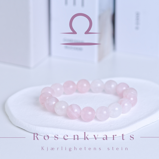 Rosenkvarts armbånd  - Kjærlighetens stein
