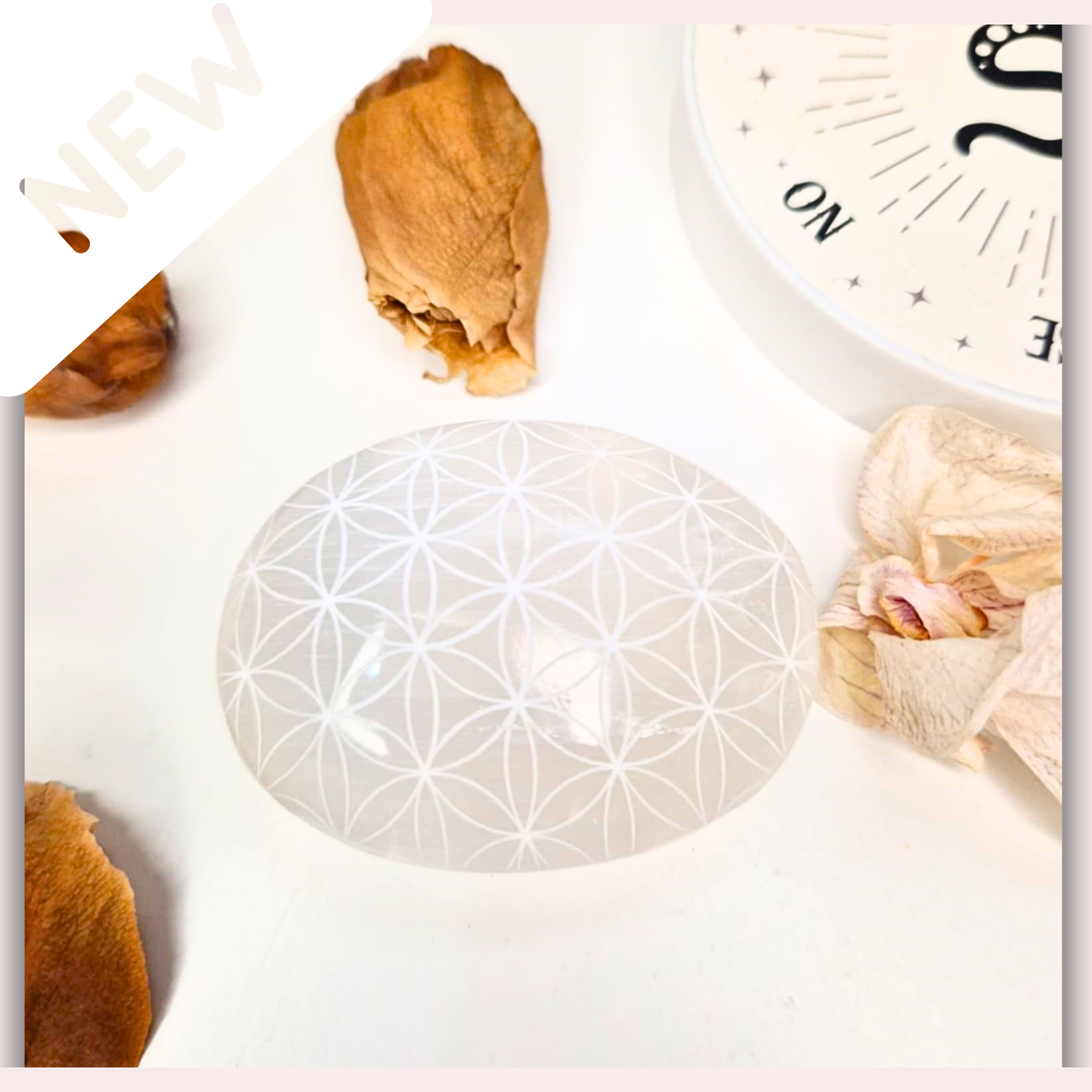 Selenitt Såpe (Livets Blomst) – Hvit Krystall fra Marokko