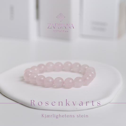 Rosenkvarts armbånd (M) - Kjærlighetens stein