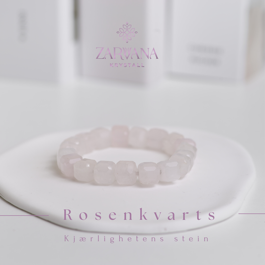 Rosenkvarts kube armbånd - Kjærlighetens stein