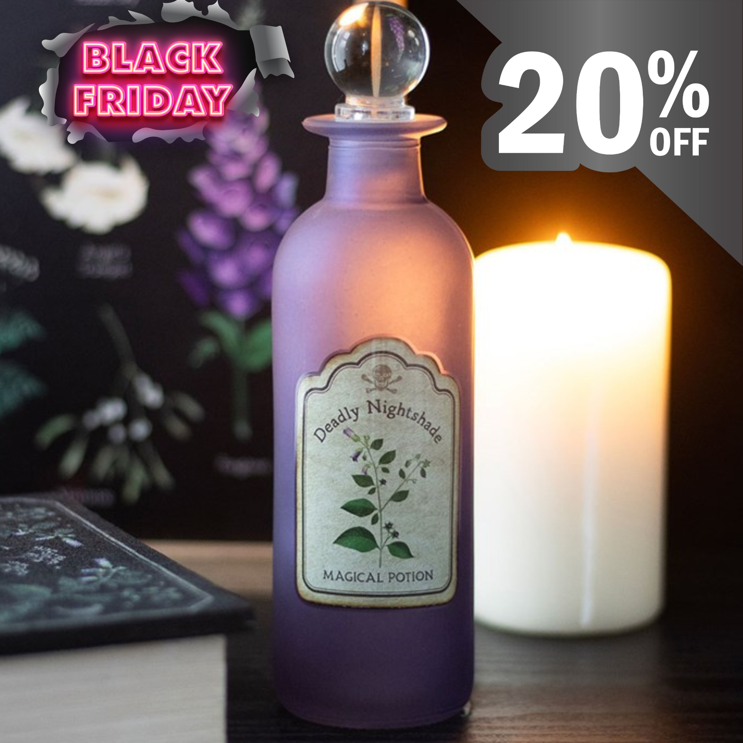 Deadly Nightshade glassflaske – månevann & eliksirer