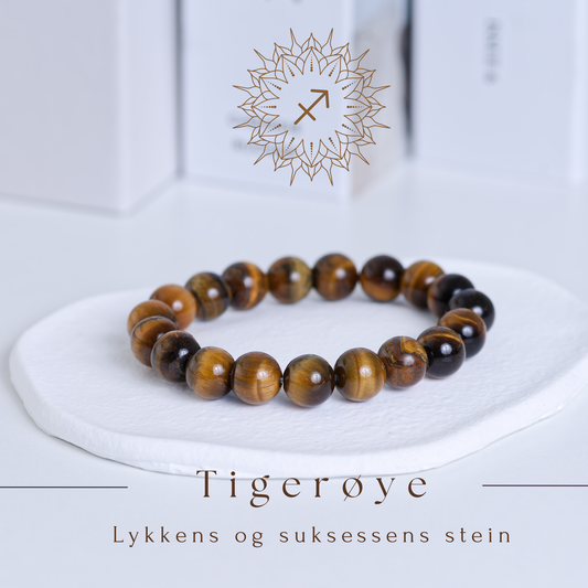 Tigerøye armbånd (store perler)  - Lykkens og suksessens stein