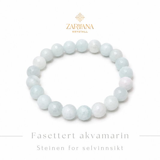 Fasettert akvamarin armbånd  - Steinen for selvinnsikt