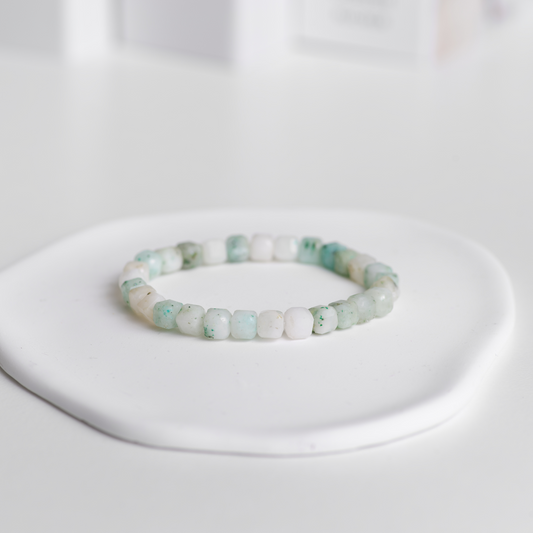 Burmesisk Jade kube armbånd -  Velstand