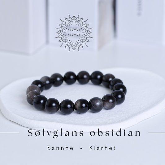 Obsidian armbånd (store perler) – Speilsteinen