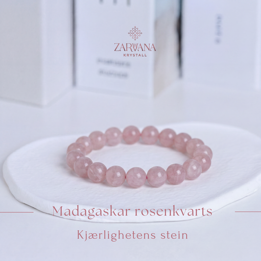 Madagaskar rosenkvarts armbånd - Kjærlighetens stein