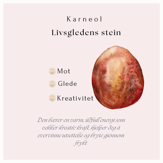 Karneol krystall – energi for livskraft, kreativitet og selvtillit