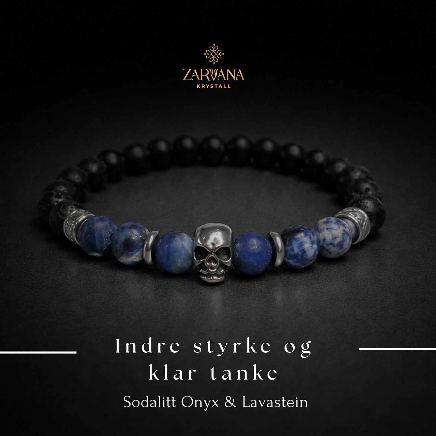 Indre styrke og klar tank Armbånd - Sodalitt, Onyx &amp; Lavastein